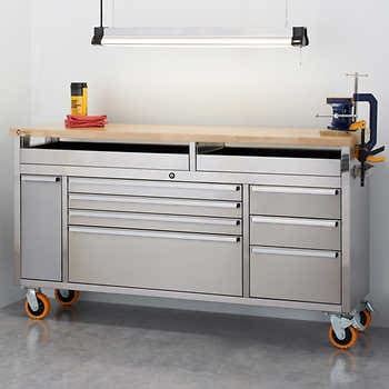 costco tool box stainless steel|Costco workbench with drawers.